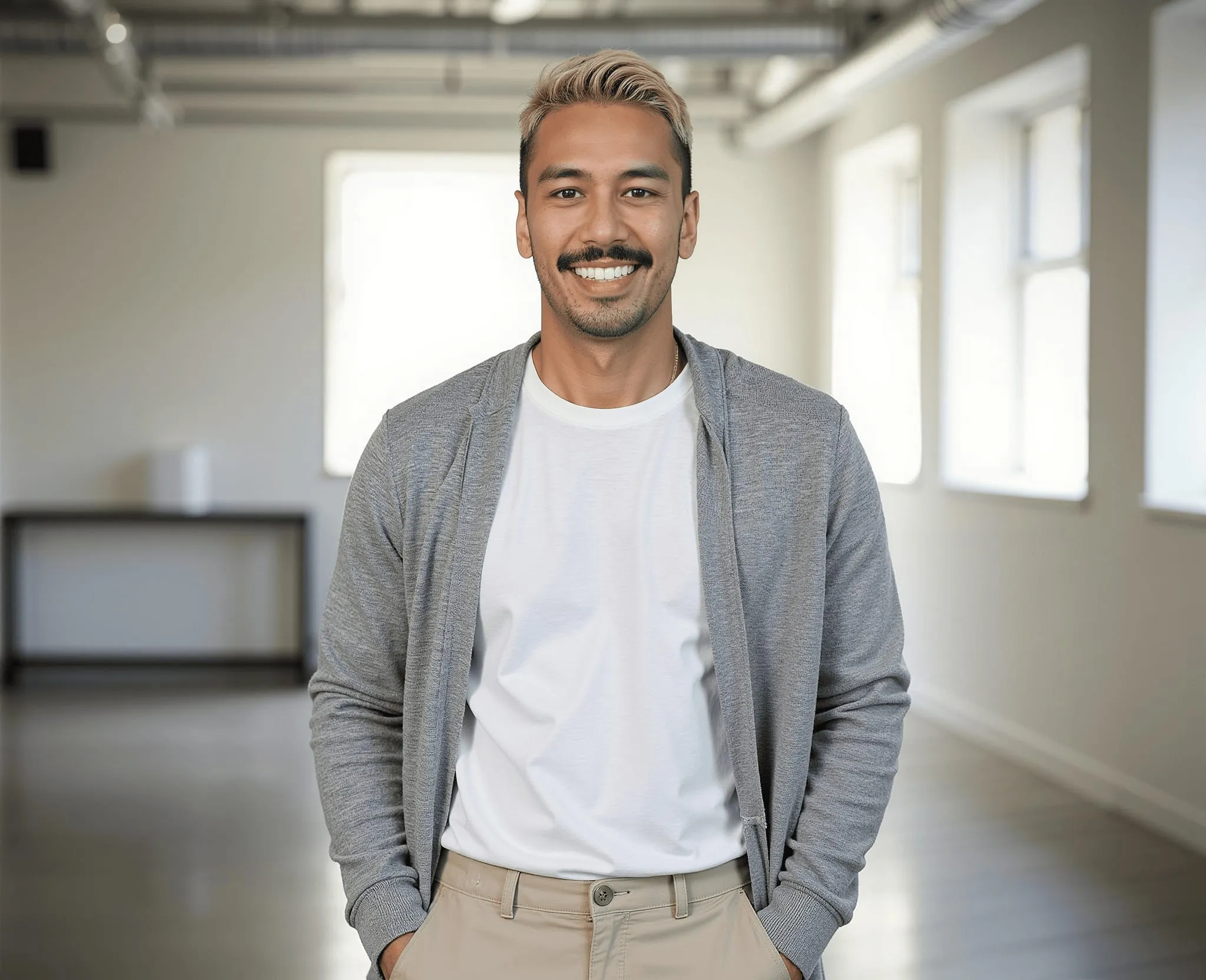 Shaun smiling in a bright studio